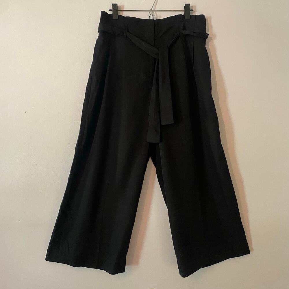 Ann Taylor Black Wide-Leg Paperbag Waist Pants
